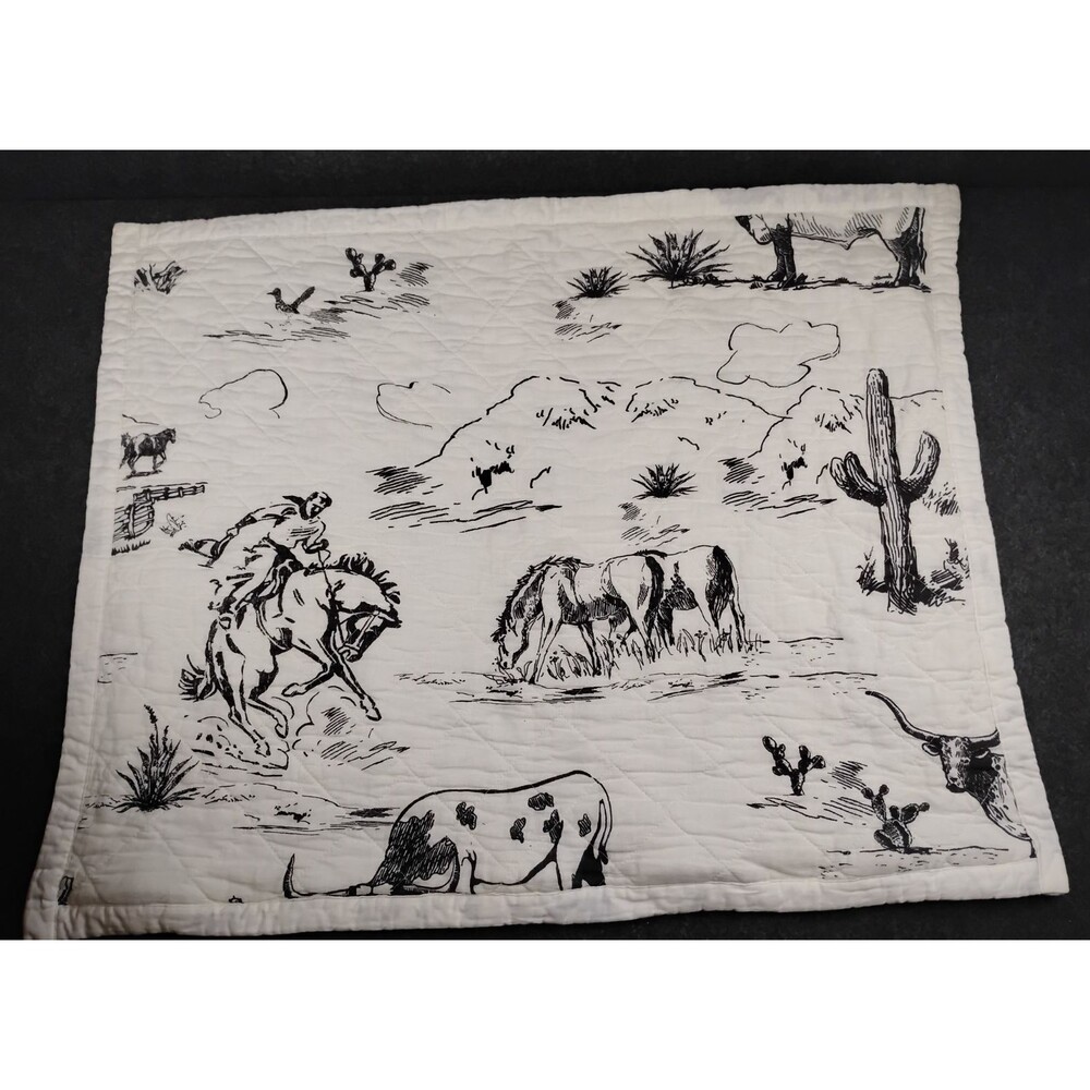 Paseo Road Ranch Life Western Toile Pillow Sham Standard 20x26 Cowboy Reversible